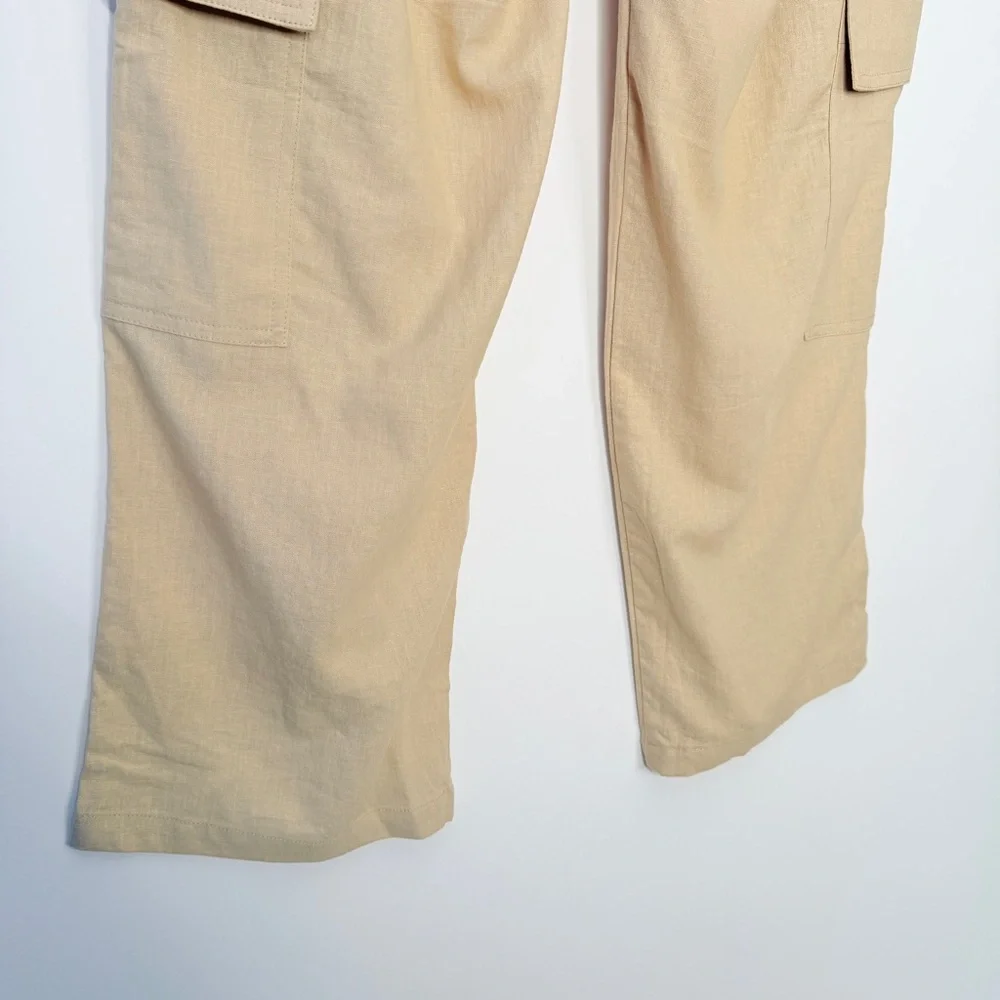 OAS Beige Cargo Linen Pants Size S #0060